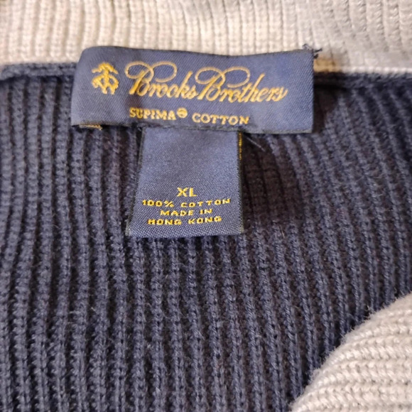 Brooks Brothers Blue Quarter Zip Sweater, Extra Large - Picture 9 of 10